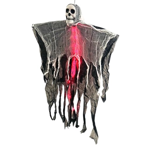 Halloween Hanging Ghost Decoration Geist, Halloween Deko Hängende Geister Deko mit LED Licht, Outdoor Leuchtende Geist für Vorgarten Garten Party Deko (#03) von Toerjii