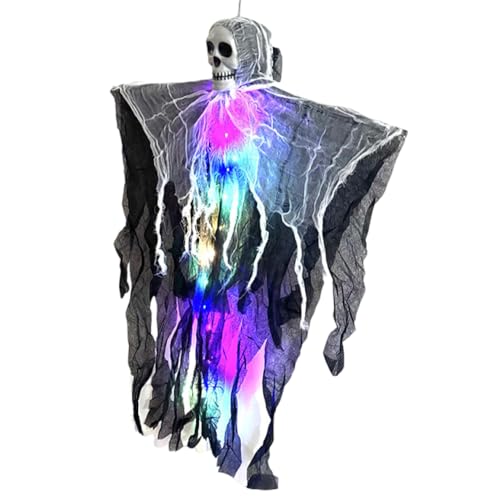 Halloween Hanging Ghost Decoration Geist, Halloween Deko Hängende Geister Deko mit LED Licht, Outdoor Leuchtende Geist für Vorgarten Garten Party Deko (#04) von Toerjii