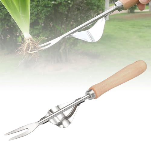 Handjätgerät für den Garten,Unkrautstecher Edelstahl,Wurzeljäter mit Holzgriff,Manueller Weeder zum Graben,Jäten, Lösen (1 Pcs) von Toerjii