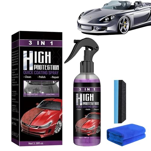 High Protection 3in1 Spray, 3 In 1 Neues Verbessertes Schnelles Autobeschichtungsspray, Car Coating Agent Spray, Auto-Nano-Beschichtungsspray, 3 in 1 High Protection Quick Coating Spray (1 Stück) von Toerjii