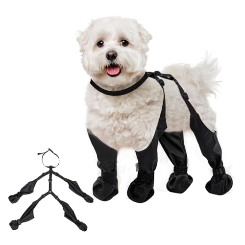 Hundestiefel, wasserdichte Hundestiefel, rutschfeste verstellbare Schutzstiefel mit festen Riemen, Hundeschuhe Pfotenschutz, Atmungsaktive Hundesocken Anti Rutsch Für Kleine Mittel Große Hunde (M) von Toerjii