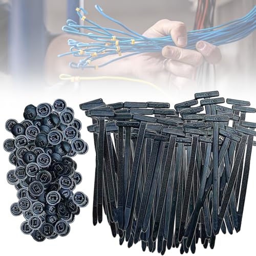 Kabelbinder Schwarz,Universeller kabelbinder aus Nylon, Selbstsichernder Kabelbinder-Halter Wiederverwendbare für Elektroinstallation Routinewartung im Automobilbereich (100 Pcs) von Toerjii