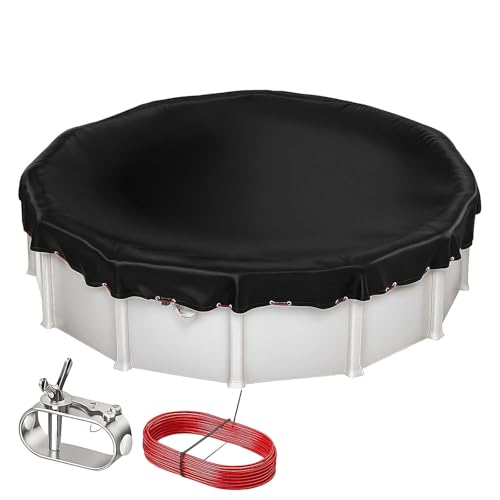 Poolabdeckung Rund für Ø 260-750 cm Pools,2-in-1 Winterabdeckung Pool,Solarplane UV-Resistent mit drahtseil Spanner PE Zweifach Beschichtete Abdeckung (Ø470 cm) von Toerjii