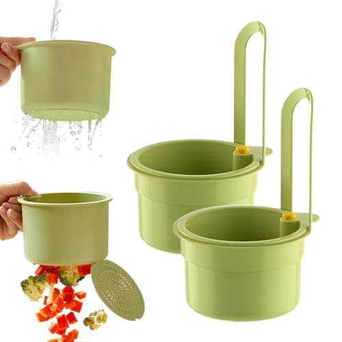 Sieb für Spülbecken, Multi-functional Spülbecken Sieb, Siebkorb Spüle Drain Basket, Wasserhahn Hängender Filterkorb, Küchenspüle Abfluss Korb für Waschen Organizer (Grün 2 Pcs) von Toerjii