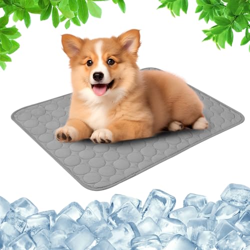 Toerjii Kühlmatte für Den Sommer,Kühlmatte Hund,Hundekühlmatte für Hund & Katze Selbstkühlende Matte für Haustiere Summer Pet Ice Pad Abrieb-und Bissfest Natürliche Kühlung (Grau, L) von Toerjii
