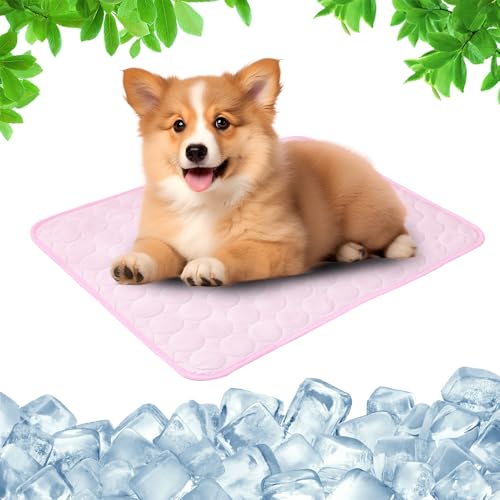 Toerjii Kühlmatte für Den Sommer,Kühlmatte Hund,Hundekühlmatte für Hund & Katze Selbstkühlende Matte für Haustiere Summer Pet Ice Pad Abrieb-und Bissfest Natürliche Kühlung (Rosa, XS) von Toerjii