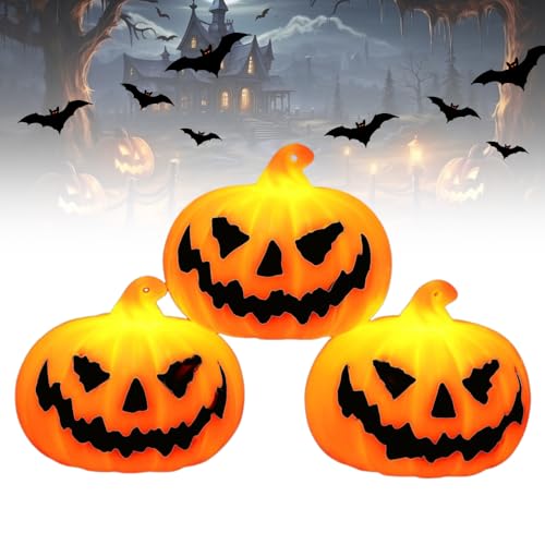 Toerjii Kürbis Led Kerzen LED Teelichter Halloween Kürbis Deko Kerzen,Kürbisse Zierkürbisse Herbstdeko Herbstdekorationen (3 Pcs) von Toerjii