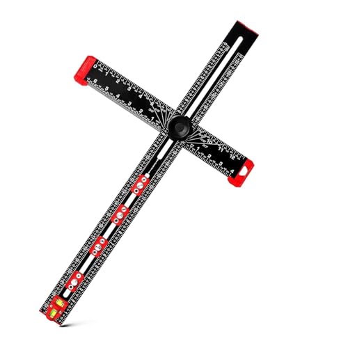 Tofelf 4-in-1 Bohrer Positionierungslineal,T Quadrat Lineal Bohrpositionierungslineal,T Quadrat Lineal 60 Cm Hochpräzises Winkellineal, Verstellbarer Winkel Gleitendes T Quadrat Messlineal von Tofelf