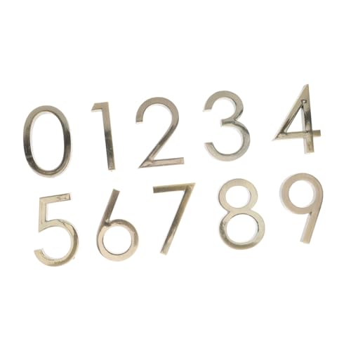 Tofficu 10 Stück Teiliges Metall Hausnummernschild Retro Kupfer Optik Selbstklebend Einfache Montage Wetterfest für Haustür Briefkasten Büro und Gemeinschaftsgebäude von Tofficu