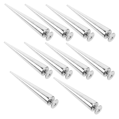 Tofficu 10 Stück Teiliges Punk Kegelnieten aus Metall Silberne DIY Schraubnieten mit Großem Spike Design Langlebige Rostfreie Alloy Ziernieten für Lederhandwerk Taschen Schuhe Jacken und von Tofficu