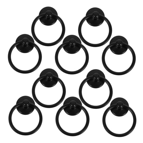 Tofficu 10 Stück Teiliges Schwarze Vintage Schrankgriffe aus Metall Einloch ring möbelknöpfe Langlebige und Einfach zu Montierende Schubladengriffe für Kommode Schränke und Möbel von Tofficu