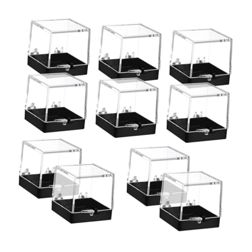 Tofficu 10 Stück Transparente Aufbewahrungsboxen mit Schwarzem Boden Stabile Mineralien Schutzboxen Klare Organizer Würfel für Sammlerstücke Schmuck und Bastelarbeiten von Tofficu