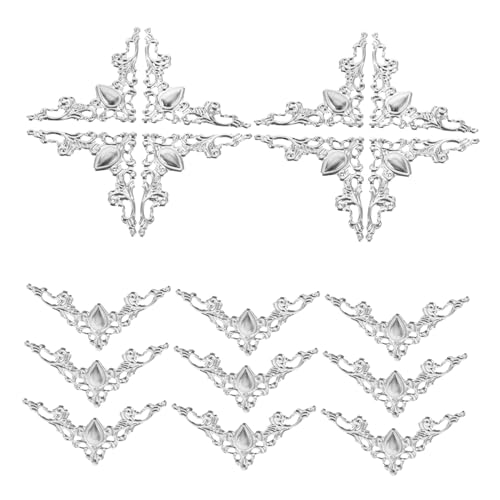 Tofficu 100 Stück Retro Metall Eckschutz für Boxen und Alben Dekorative Vintage Buchecken Schutzecken mit Filigranem Design für DIY Schmuckschatullen Fotoalben und Möbel Geeignet von Tofficu