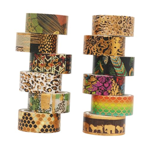 Tofficu 12 Rollen Washi Tape mit Tiermotiven Breites Buntes Masking Tape für Planner Journal Scrapbooking und Geschenkverpackungen Handreißbar Farbintensiv Langlebig und Vielseitig für von Tofficu