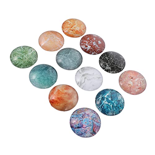 Tofficu 12 Stück Marmor Kühlschrankmagnet Dekorativer Kühlschrank Für Heimwerker Bastelzubehör Patches Aufkleber Edelstein Patch Runder Aufkleber DIY Schmuck Material Glas von Tofficu