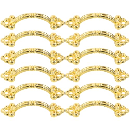 Tofficu 12 Stück Vintage Gold Schubladengriffe Mini Schmuckkästchen Griffe Metall Retro Kommode Möbelgriffe für DIY Projekte und Schmuckboxen mit Befestigungsschrauben von Tofficu