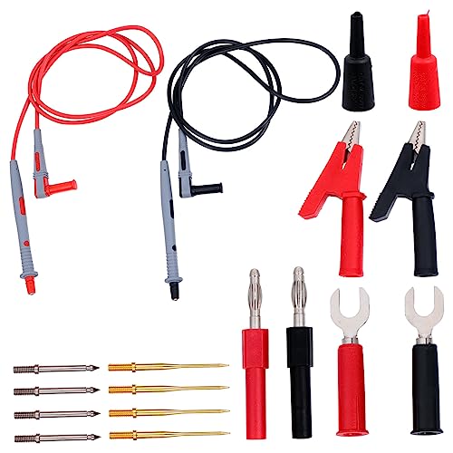 Tofficu 18 Stück Multimeter Prüfspitzen Teilig mit Austauschbaren Feinen Messspitzen PVC Isoliert Sicher Flexibel für Elektronikprüfung und Technische Messungen von Tofficu