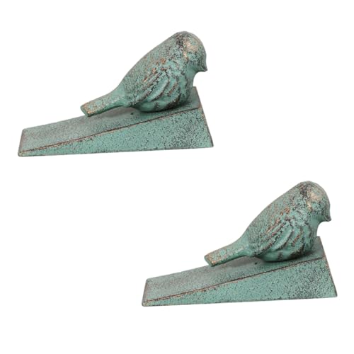 Tofficu 2 STÜCK Retro Türkeil aus Gusseisen Antikratz Türstopper Vogel design Stabile Bodenkeile für Sicheren Halt Dekorativer Türhalter in Hellgrün Schutz für Wand und Türöffnung von Tofficu