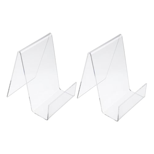 Tofficu 2 Stück Acryl Buchständer Transparent Vertikaler Buchhalter Display Regal Multifunktional für Bücher Tablet Handy Präsentation Robust Langlebig Schreibtisch Organizer von Tofficu