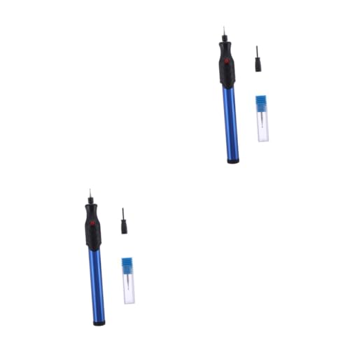 Tofficu 2 Stück DIY Schmuckgravur Professional Engraving Pen personalisierter Stift gravurstifte tragbare Gravur Bausatz Mini Werkzeug Elektrischer Gravierstift Stiftstift Legierung Blue von Tofficu