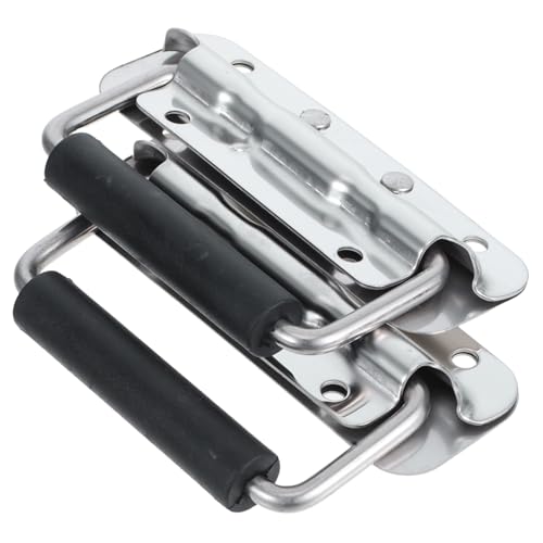 Tofficu 2 Stück Edelstahl Klappgriff mit Gummigriff Federbelasteter Einbaugriff für Werkzeugkisten Aufbewahrungsboxen und Transportkoffer Robust Oberfläche Montierbar Komfortabler Griff von Tofficu