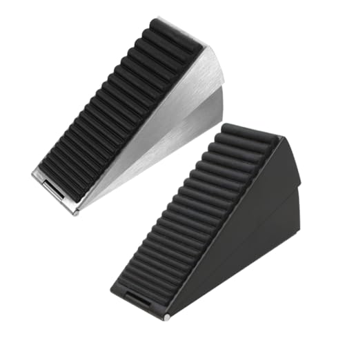 Tofficu 2 Stück Edelstahl Türstopper Verstellbar für Schwere Türen Rutschfester Gummi an Beiden Enden Hoher Türkeil für Glastüren Teppichböden und Doppelte Türen von Tofficu