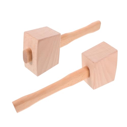 Tofficu 2 Stück Holzhammer holz hammer werkzeug Eishammer Zimmermannshammer hammer werkzeug Eisbrecher aus Holz Holzbearbeitungshammer Eiscrusherhammer Buche Khaki von Tofficu
