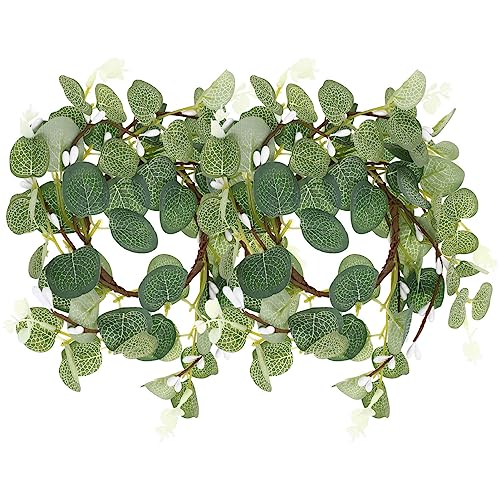 Tofficu 2 Stück Kerzenringe Kränze Künstlicher Eukalyptus-Kerzenring -Teelichter Kerzen Für Frühling Ostern Zuhause Hochzeit Party Tischdekoration (8 cm) von Tofficu