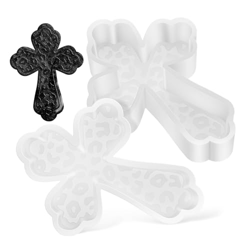 Tofficu 2 Stück Kreuz Gipsform Gussformen Ornament Handwerk DIY Dekoration Gipsform Große Kreuzform Autoherstellung Kreuz Harzformen Silikonkreuz Silikonformen Weißes Kieselgel von Tofficu