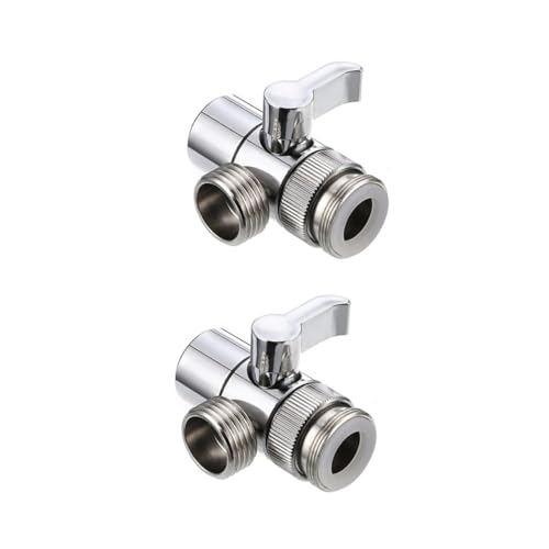 Tofficu 2 Stück Kupfer Wasserhahn Verteiler Langlebiger Ventil Splitter Adapter mit Hebel Einfache Installation für Küche und Badezimmer Standard Anschluss Glänzende Oberfläche von Tofficu