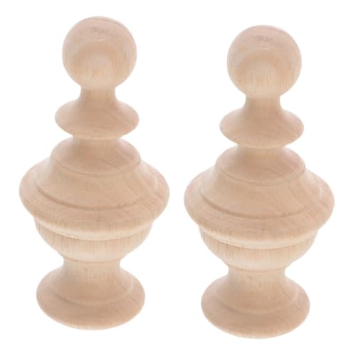 Tofficu 2 Stück Massive Holzpfostenkappen Natürliche endstücke für Treppengeländer Dekorative Post Finials aus Vollholz Einfache Montage Robust und Elegant für Geländer und Bettrahmen von Tofficu