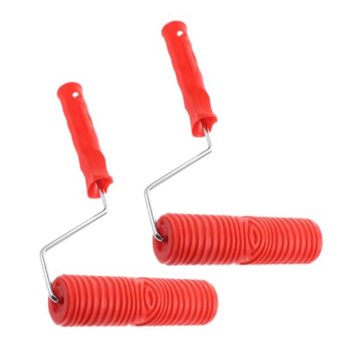 Tofficu 2 Stück Muster Ergonomischem Griff Geradliniges Struktur Design Präzise Prägung für Wände Decken Möbel Robuster Strukturroller in Rot für DIY Wandgestaltung Tofficu 2 Stück Muster Ergonomischem Griff Geradliniges Struktur Design Präzise Prägung für Wände Decken Möbel Robuster Strukturroller in Rot für DIY Wandgestaltung von Tofficu