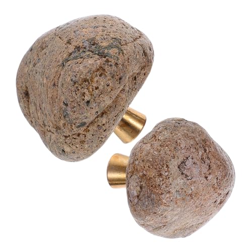 Tofficu 2 Stück Naturstein Schrankgriffe Unregelmäßige Felsenform Möbelknöpfe mit Messingbasis Einloch Schubladengriffe für Kommode und Bücherregal Dekoration von Tofficu
