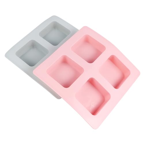 Tofficu 2 Stück Silikon Seifenform mit Hohlräumen Flexible Lebensmittelechte DIY Seifen und Kuchenform Quadratisch Wiederverwendbar für Handgemachte Seifen und Backkreationen Blau von Tofficu