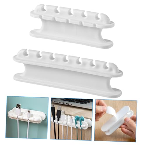 Tofficu 2 Stück Teiliges Kabelhalter Selbstklebenden Clips Kabelmanagement Organizer für USB ladekabel und Elektronikkabel Kompatibel mit Schreibtisch Büro Auto Weiß Große und Mittlere von Tofficu