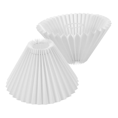 Tofficu 2 Stück Teiliges Plissee Lampenschirme aus Stoff Ersatzlampenschirm für Tischlampe Weicher Lichtschutz Vielseitiger Lampenschirm für Wohn Schlafzimmer Langlebiges Material Weiß von Tofficu