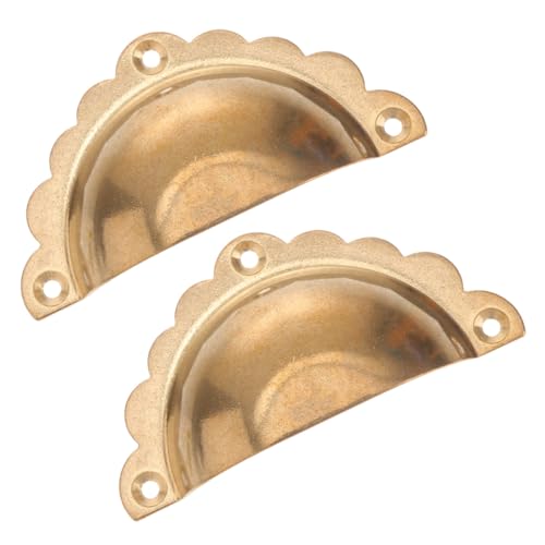 Tofficu 2 Stück Vintage Möbelgriffe aus Messing Korrosionsbeständige Schrankgriffe für Kleiderschränke und Küchenschränke Antik Stil Halbrund Langlebige Metallgriffe für Möbel von Tofficu