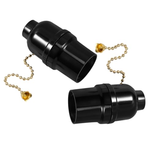 Tofficu 2 Stück Vollgewinde Lampenfassung mit Zugschalter aus Bakelit Kompatibel mit Glühbirnen Einfache Bedienung Pull Chain Lichtfassung für Schlafzimmer Wohnzimmer Arbeitszimmer von Tofficu