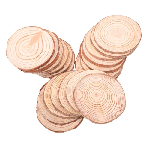 Tofficu 20 Stück Teiliges Natürliche Holzscheiben Rund Unbehandelte Holzscheiben mit Rinde Vielseitig für DIY Malerei Rustikale Hochzeitsdeko und Bastelprojekte von Tofficu