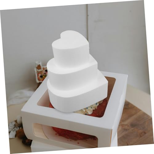Tofficu 3 STÜCKE Teiliges Herzförmiges Schaumstoff Cake Dummy zum Dekorieren Langlebig und Vielseitig für Hochzeit Shower Geburtstag Party Backzubehör von Tofficu