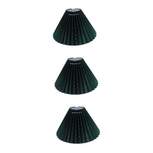Tofficu 3 Stck. Dekorativer Lampenschirm Stoff für Tischlampe und Nachttischlampe Faltendes Design Dunkelgrün für Warmes Wohnambiente und Stimmungsvolle Beleuchtung von Tofficu