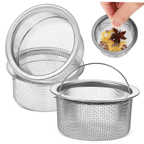 Tofficu 3 Stück Abflusssieb Tiefes Siebkorb Spüle mit Griff Feinmaschiges Drain Strainer für Küchenspüle Robustes Abflussfilter Spülbecken Leicht zu Reinigen von Tofficu