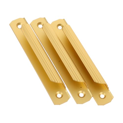 Tofficu 3 Stück Aluminiumlegierung Türgriff Goldfarbig Minimalistischer Schrankgriff Einfacher Einbau Präzise für Küchenschränke und Schranktüren Modernes Design für Innen Außentüren von Tofficu