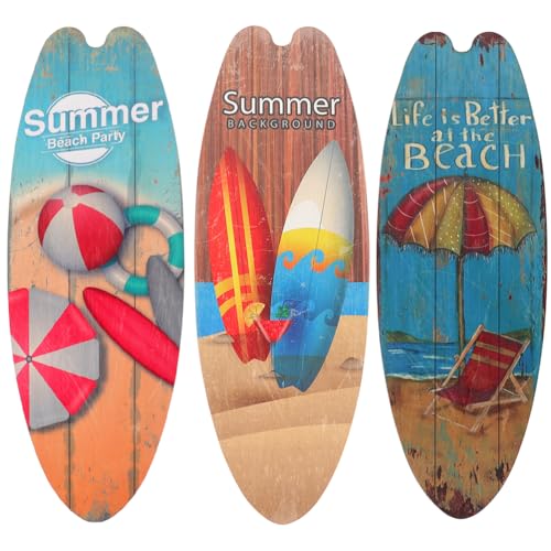 Tofficu 3 Stück Holz-surfbrett-wanddekoration, Surfbrett-kunst-wanddekoration, Außenpool-dekorationen im Freien für Meer, Wand, Zuhause, Surfbrett Deko, Sommerdeko, Hawaii Deko von Tofficu