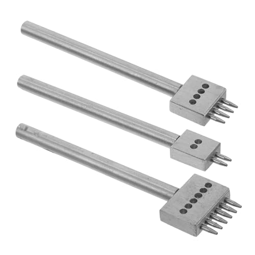 Tofficu 3 Stück Leder lochstanzer aus Robustem Metall Langlebiges Handstanzer Werkzeug für Lederbearbeitung DIY Basteln Einfach zu Bedienen für Präzises Stanzen und Nähen von Tofficu