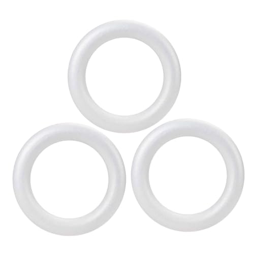 Tofficu 3 Stück Runder Schaumstoffkranz für DIY Projekte Ringe für Hochzeits und Blumenarrangements Weiße Dekorationsringe von Tofficu