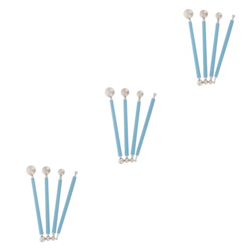Tofficu 3sets Polymer -tonwerkzeuge Ton-kit Töpferkunstwerkzeuge Punktierwerkzeug Aus Tonschnitzereien Bildhauerei Aus Ton Lehmwalze Töpferscheibe -Walze Rostfreier Stahl 4pcs*3 von Tofficu