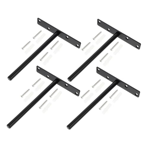 Tofficu 4 Sätze Wandregal Halterungen Teiliges Unsichtbare Regalträger T Form Stabiler und Eleganter Wandmontage Stützrahmen für Bücherregale und Möbel Schwarz Schrauben und Dübel von Tofficu
