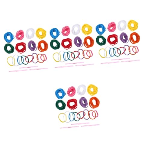 Tofficu 4 Sätze elastischer Kordelstricker DIY -Strickwerkzeuge Winde Weihnachten wichtelgeschenk basteln Set spielzeuge bastelset DIY-Projekte liefert Werkzeug zum Weben von Holz Plastik von Tofficu