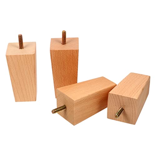 Tofficu 4 Stück Ersatz-möbelbein Essen Möbelbeine Quadratischer Couchtisch Stuhl Bordbodenschützer Steigleitung Kaffeetisch Stuhlfüße Aus Holz Ersatzmöbelbein Aus Holz Hölzern Beige von Tofficu